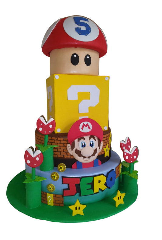 torta falsa escenográfica de Super Mario Bros Manualidades Osi